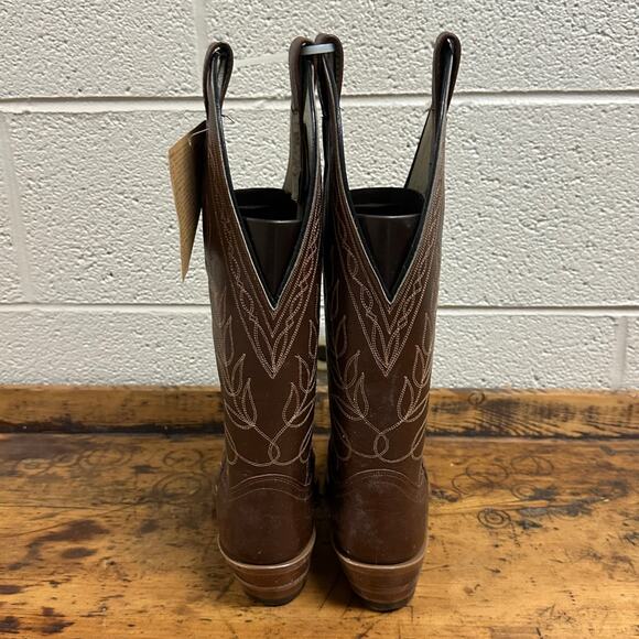 New Olathe Deadstock Western Riding Boots Mens Sz 6.5B Brown Leather Embroidered main image 5